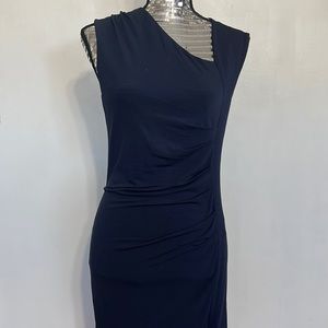 H&M Midi Ruched Pencil Navy Blue Dress EUC - Size Medium